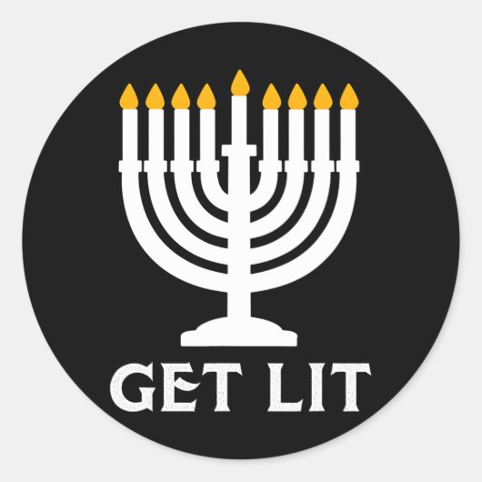 Sticker Rond Lit Hanoukka Menorah (Devant)