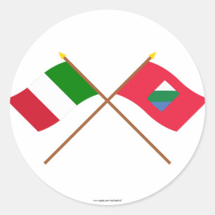 Sticker Rond L'Italie et les Abruzzes ont croisé des drapeaux