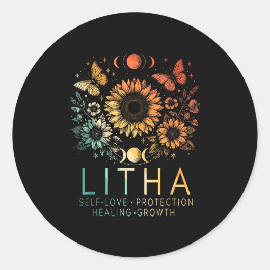 Sticker Rond Litha Summer Solstice Midsummer Roue De L'Année (Devant)