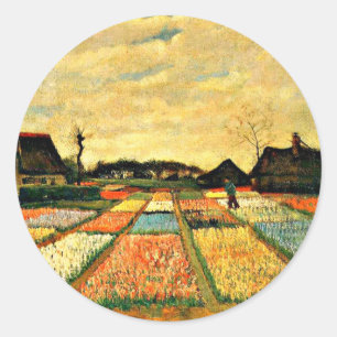 Sticker Rond Lits de fleurs en Hollande par Vincent van Gogh