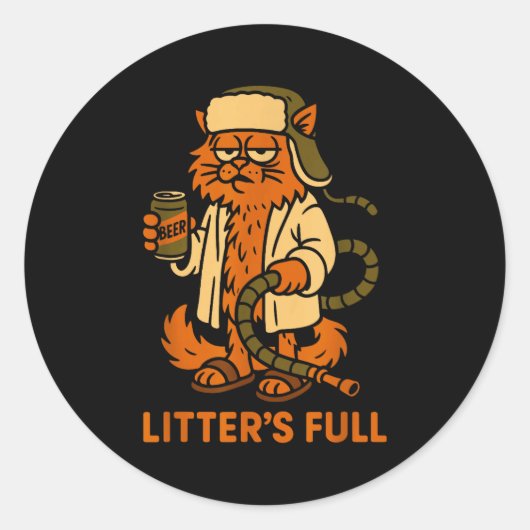 Sticker Rond Litter’s Full Funny Cat Lovers Christmas Xmas (Devant)