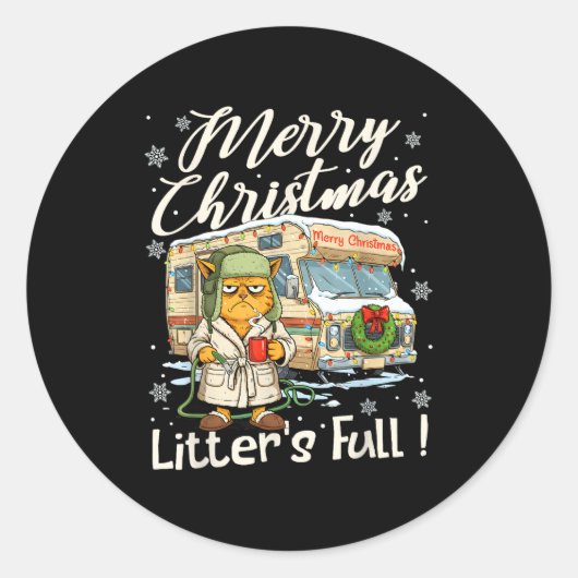 Sticker Rond Litter's Full Funny Cat Parody Outfit Sarcastic Ch (Devant)