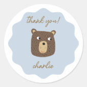 Sticker Rond Little Bear Cub Merci personnalisé (Devant)