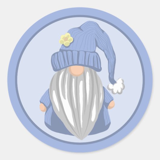 Sticker Rond Little Blue Gnome Détaillé (Devant)
