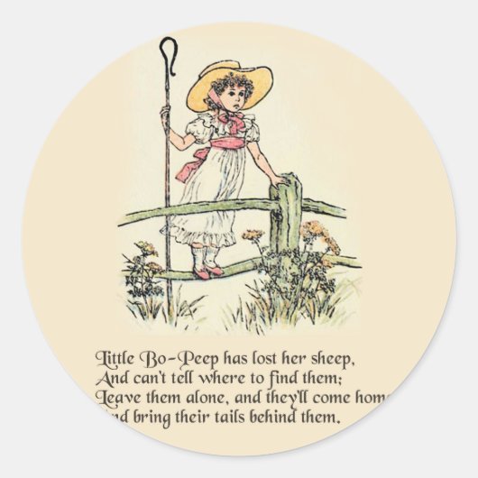 Sticker Rond Little Bo-Peep : Pépinière classique Kate Greenawa (Devant)