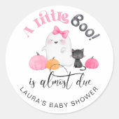 Sticker Rond Little Boo est presque à baby shower (Devant)