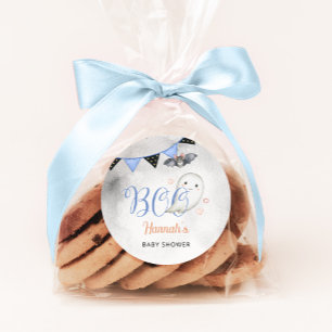 Sticker Rond Little Boo est presque dû garçon Baby shower Favor