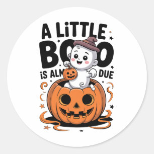 Sticker Rond Little Boo Est Presque Dû Mignonne Grossesse Hallo