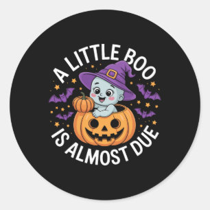 Sticker Rond Little Boo Est Presque Dû Mignonne Grossesse Hallo