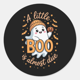 Sticker Rond Little Boo Est Presque Dû Mignonne Grossesse Hallo