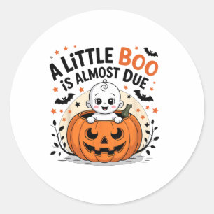 Sticker Rond Little Boo Est Presque Dû Mignonne Grossesse Hallo