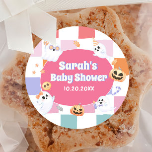 Sticker Rond Little Boo Halloween Baby shower Super