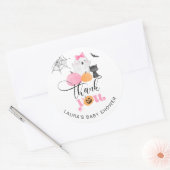 Sticker Rond Little Boo rose Halloween bébé remerciements (Enveloppe)