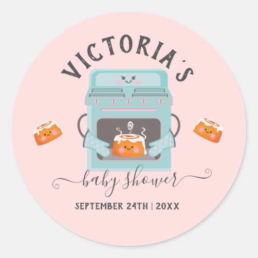 Sticker Rond Little Bun dans le Baby shower du four (Devant)