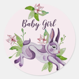 Sticker Rond Little bunny in watercolor