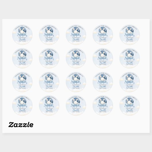 Sticker Rond Little Bunny is on the way Baby Shower (Feuille)