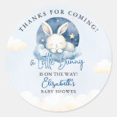Sticker Rond Little Bunny is on the way Baby Shower (Devant)
