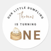 Sticker Rond Little Chinese dumpling first Birthday Party (Devant)