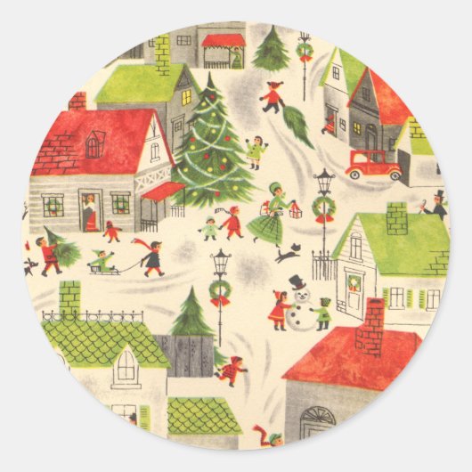 Sticker Rond Little Christmas Village (Devant)