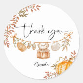 Sticker Rond Little Citrouille Automne Automne Baby shower Merc (Devant)