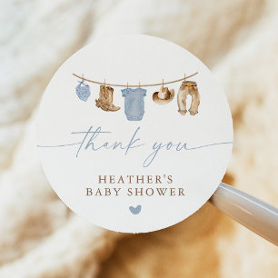 Sticker Rond Little Cowboy Clothesline Baby Shower