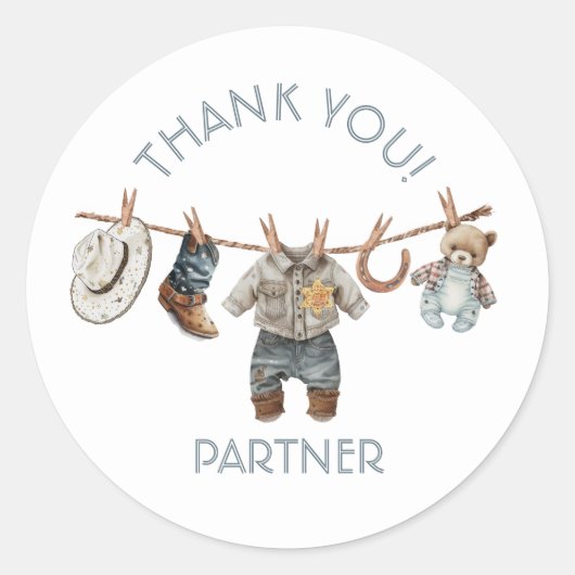 Sticker Rond Little Cowboy clothesline Livres pour bébé (Devant)