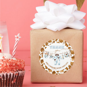 Sticker Rond Little Cowboy Clothesline WildWest Boy Baby shower