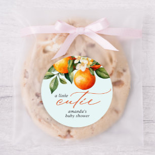 Sticker Rond Little Cutie Orange Clementine Baby shower Favoris
