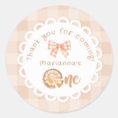 Sticker Rond Little cutie Pie 1er anniversaire Merci (Devant)