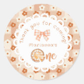 Sticker Rond Little cutie Pie 1er anniversaire Merci (Devant)