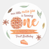 Sticker Rond Little Cutie Pie Automne 1er Anniversaire (Devant)