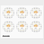 Sticker Rond Little Cutie Pie Grey En vichy Plaid Baby shower (Feuille)