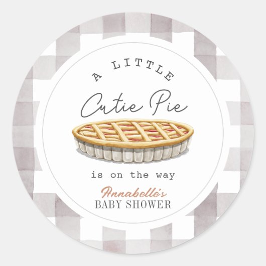 Sticker Rond Little Cutie Pie Thanksgiving Baby shower (Devant)