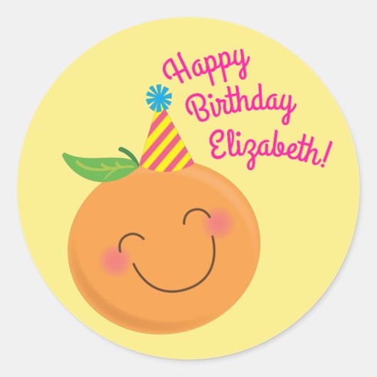 Sticker Rond Little Cutie Tangerine fête d'anniversaire (Devant)