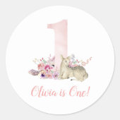 Sticker Rond Little Deer Première fête d'anniversaire Personnal (Devant)