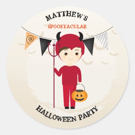 Sticker Rond Little Devil Halloween Party (Devant)