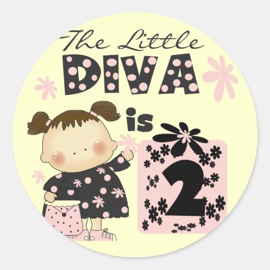 Sticker Rond Little Diva 2e Anniversaire Tshirts et cadeaux (Devant)