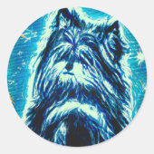 Sticker Rond Little Doggy en bleu (Devant)