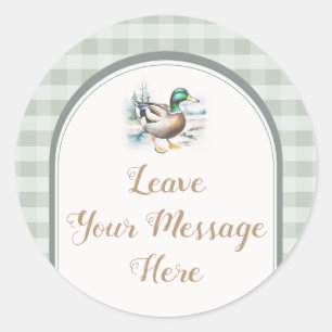 Sticker Rond Little Duckkking En vichy Baby shower Votre Messag