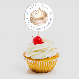Sticker Rond Little Dumpling Blue C'est un garçon Baby shower F