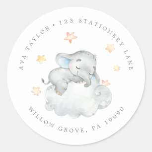 Sticker Rond Little Elephant Boy Circular Adresse de retour
