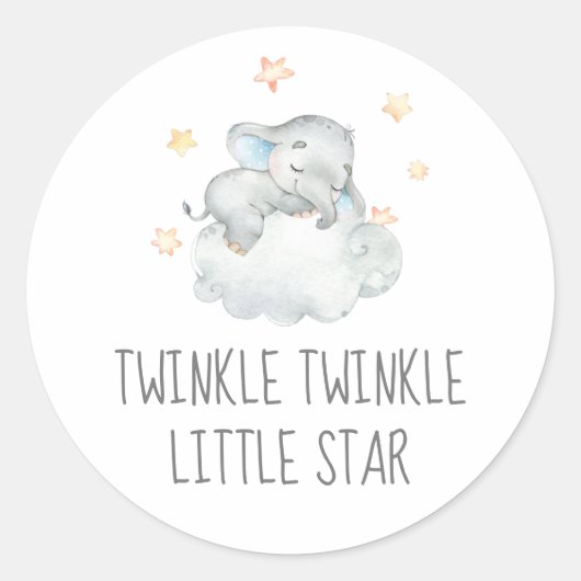 Sticker Rond Little Elephant Boy Twinkle Twinkle Little Star (Devant)