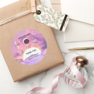 Sticker Rond Little Explorer Modern Purple Baby shower