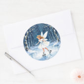 Sticker Rond Little Fairy Ice Skating Christmas (Enveloppe)