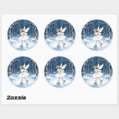 Sticker Rond Little Fairy Ice Skating Christmas (Feuille)