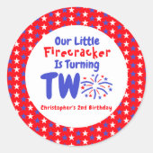 Sticker Rond Little Firecracker 2e anniversaire (Devant)