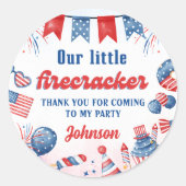 Sticker Rond Little Firecracker 4 juillet fête d'anniversaire (Devant)