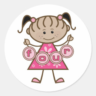 Sticker Rond Little Girl 4th Birthday Tshirts et cadeaux