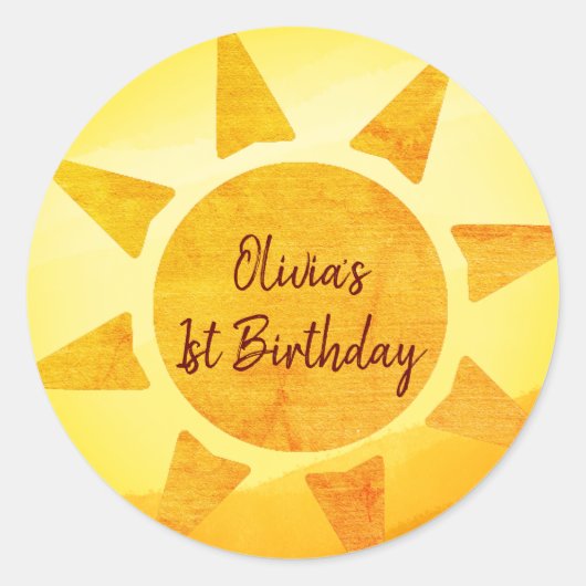 Sticker Rond Little Gold Sunshine Boho Anniversaire (Devant)