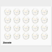 Sticker Rond Little Honey Bee Fleur sauvage Merci Baby shower (Feuille)